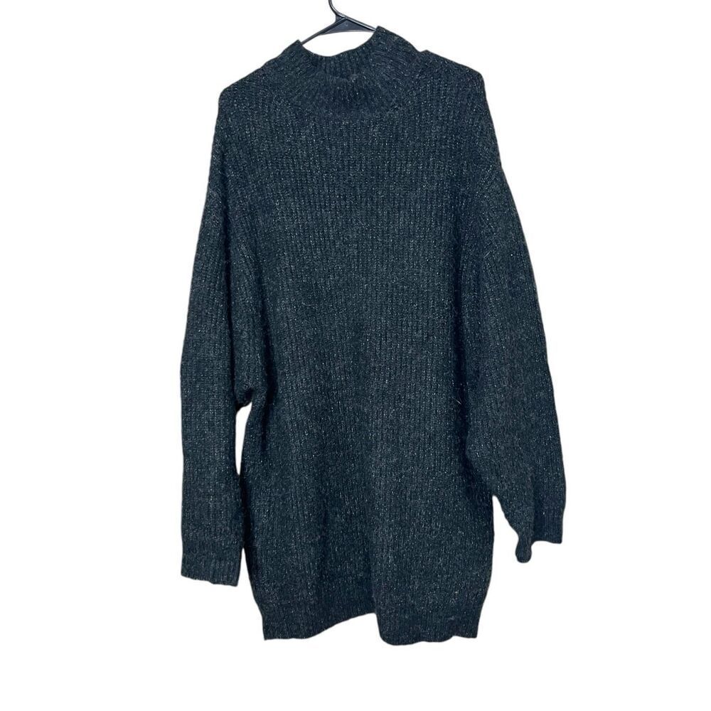 Zara Knit Wool Blend Gray Mock Neck Sweater Dress Size M